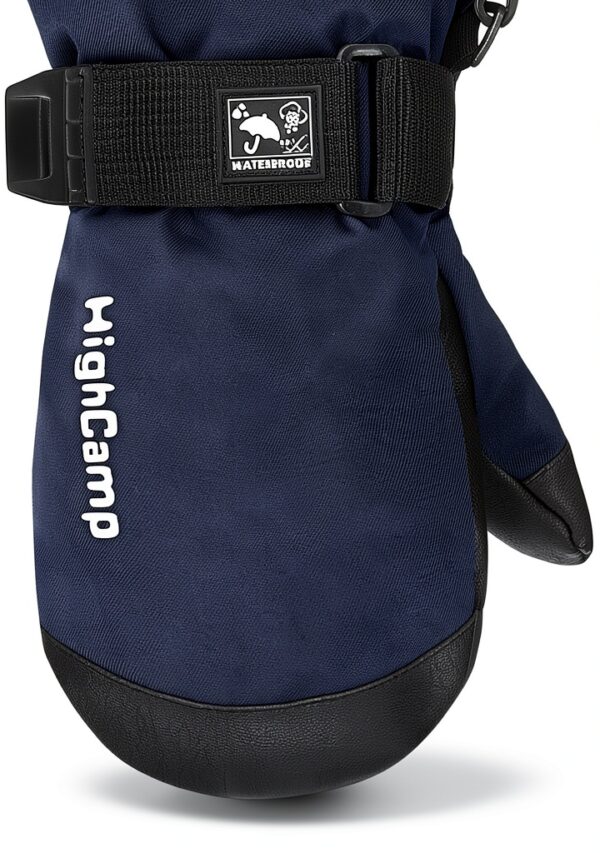 Kids Winter Mittens Side Zipper Adjustable Strap Boys Cold-3