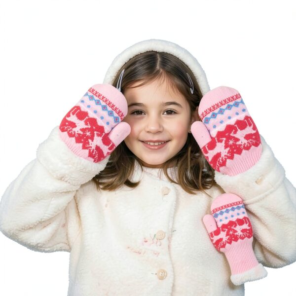 Boys Fleece Mittens Soft Warm Gloves Ages 3-7 Pink-5
