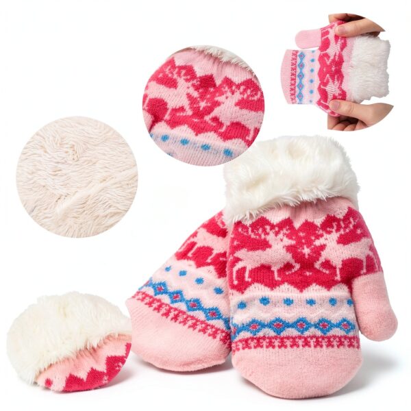 Boys Fleece Mittens Soft Warm Gloves Ages 3-7 Pink-1
