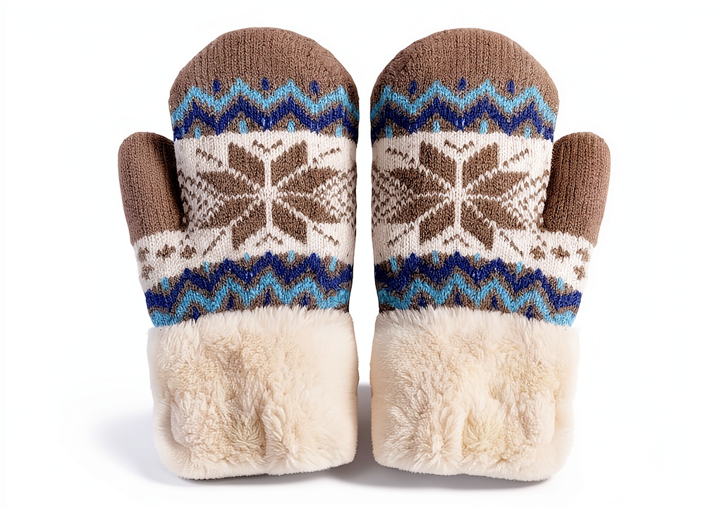 Kids wearing grey fleece mittens during winter play