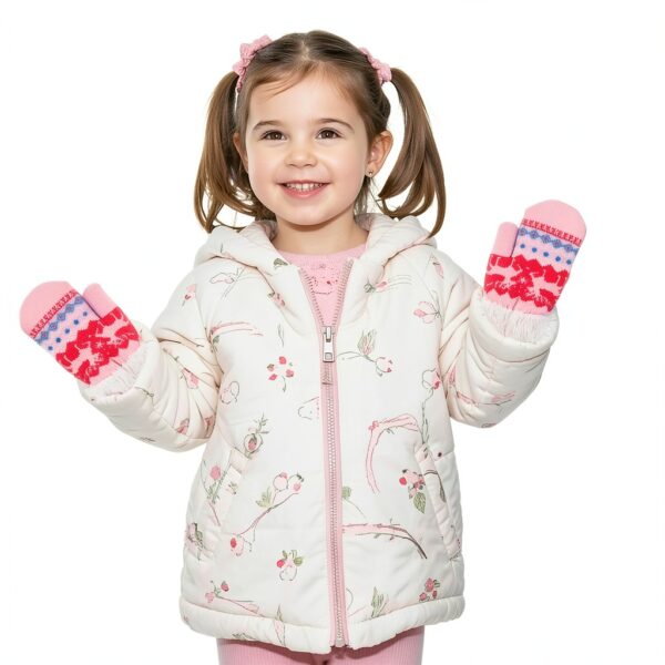 Boys Fleece Mittens Soft Warm Gloves Ages 3-7 Pink-2