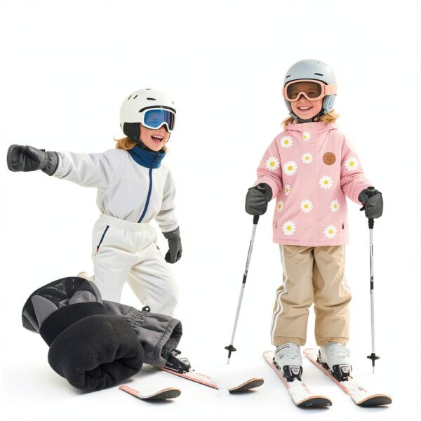 Kids Waterproof Ski Mittens Warm Windproof Anti-Loss Clip-1