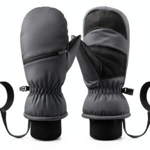Kids Waterproof Ski Mittens Warm Windproof Anti-Loss Clip-0