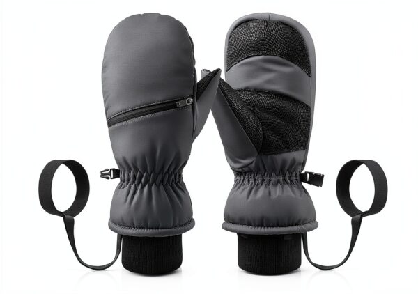 Kids Waterproof Ski Mittens Warm Windproof Anti-Loss Clip-0