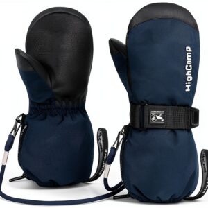 Kids Winter Mittens Side Zipper Adjustable Strap Boys Cold-0