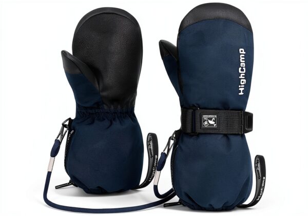 Kids Winter Mittens Side Zipper Adjustable Strap Boys Cold-0