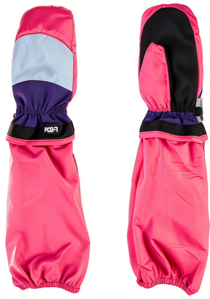 L-Bows kids mittens in vibrant colors showing extended gauntlet design