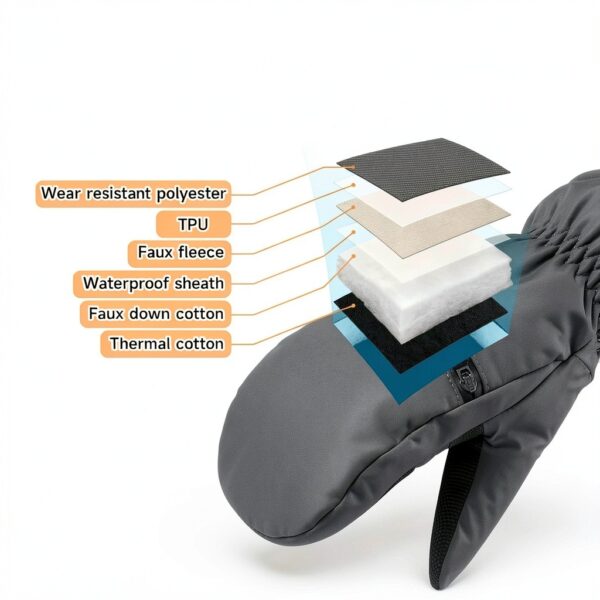 Kids Waterproof Ski Mittens Warm Windproof Anti-Loss Clip-2