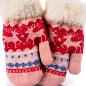 Boys Fleece Mittens Soft Warm Gloves Ages 3-7 Pink-0