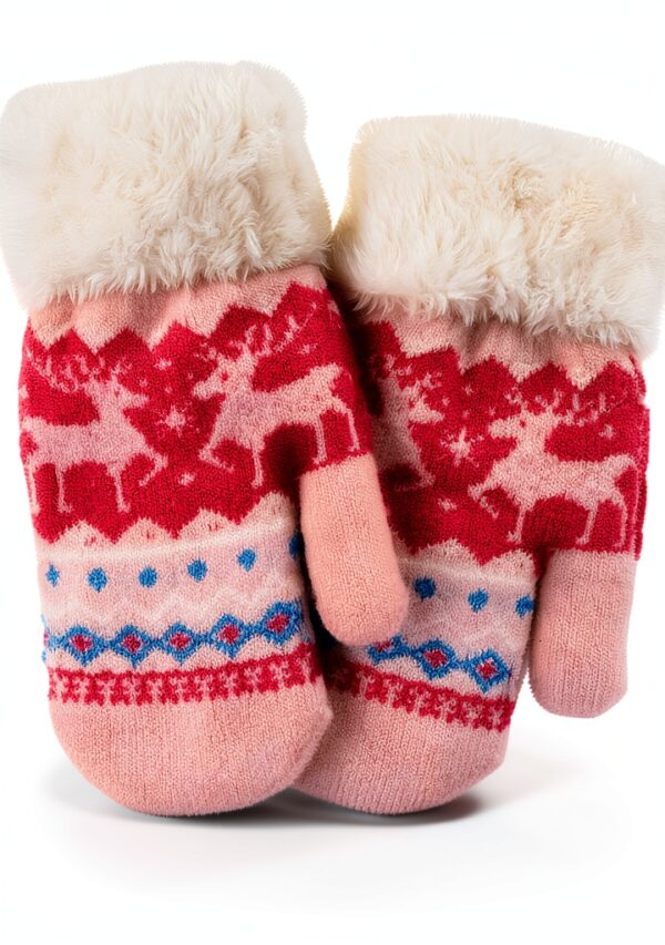 Boys Fleece Mittens Soft Warm Gloves Ages 3-7 Pink-0